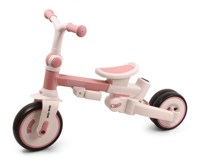 Rowerek trójkołowy dla dziewczynki 5w1 - biegowy i trójkołowy z rączką 12m+ Zippy